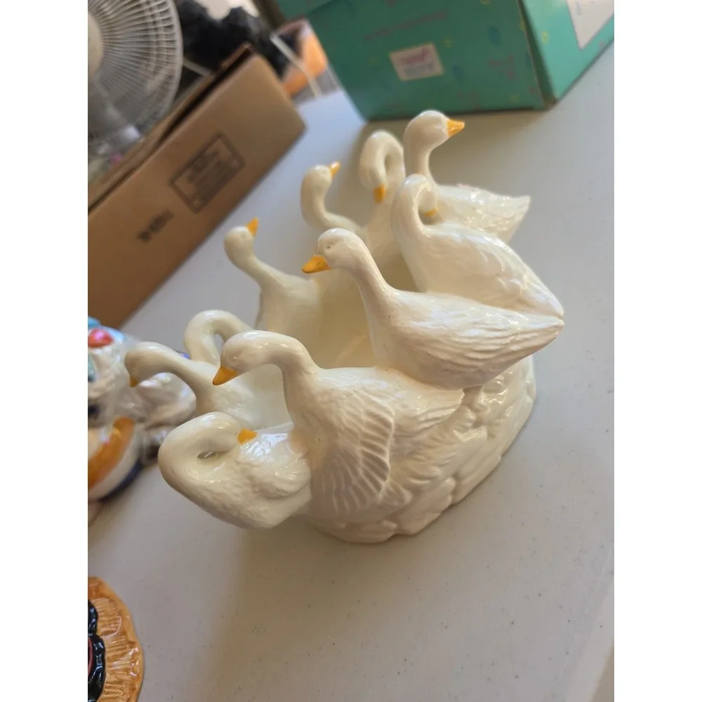 Vintage Holland Mold Ceramic Circle Of Geese Bowl or Flower Planter